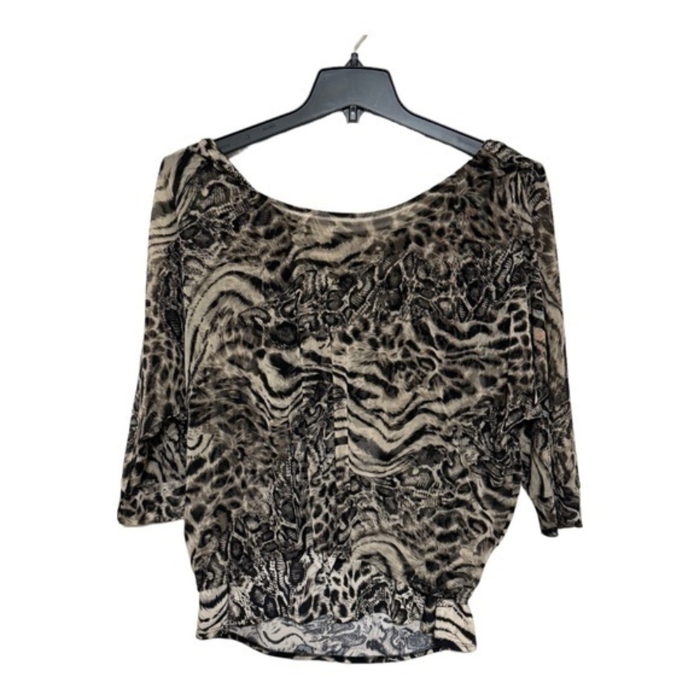 Style & Co. Womens Animal Print Blouse Chiffon Over Tank Top 3/4 Sleeve Size XL